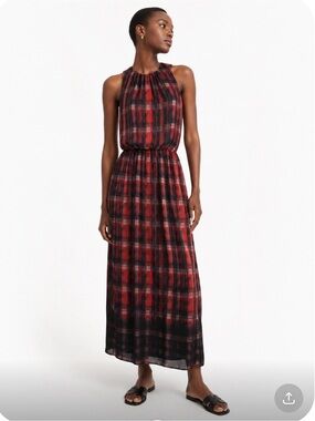 NWT VINCE CAMUTO Sleeveless Red Plaid Maxi Dress Size Small